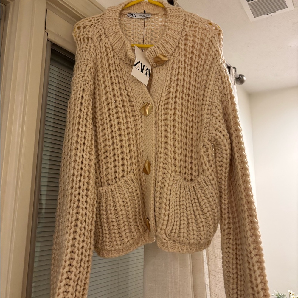 Zara Cream Chunky Knit Cardigan